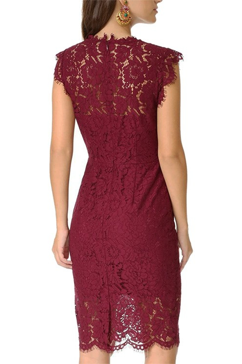 BMbridal Cap Sleeves Lace Mini Sheath Short Party Dress