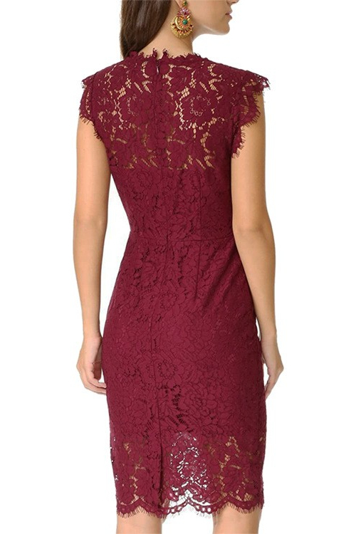 BMbridal Cap Sleeves Lace Mini Sheath Short Party Dress