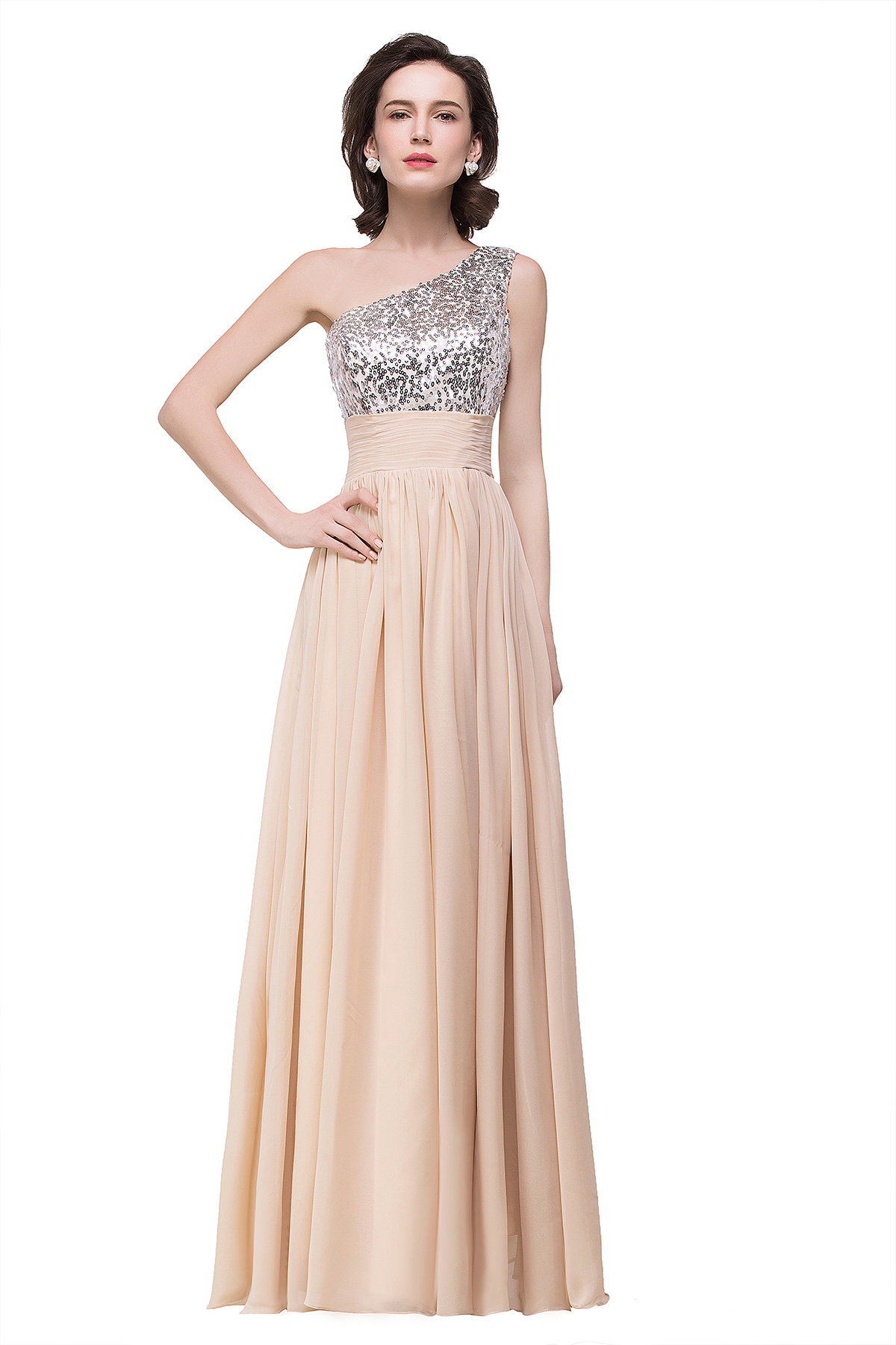 BMbridal A-line Floor-length Chiffon Evening Dress with Sequined