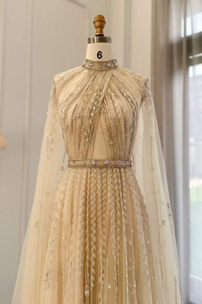 Bmbridal A-Line Halter Floor-Length Sleeveless Prom Dresses with Beadings