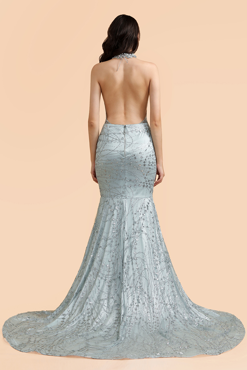 BMbridal Luxurious Halter Rhinestones Prom Dress Mermaid Long Online