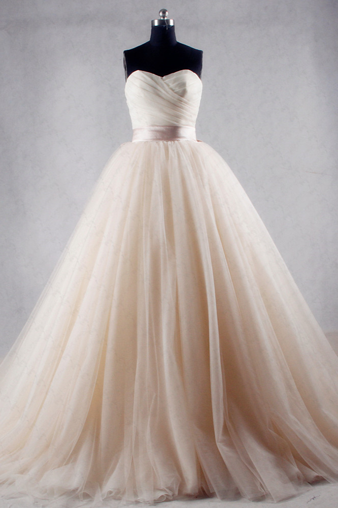 BMbridal Ball Gown Strapless Sweetheart Tulle Wedding Dress Sweetheart Sleeveless Ruffles Bridal Gowns Online-BMbridal
