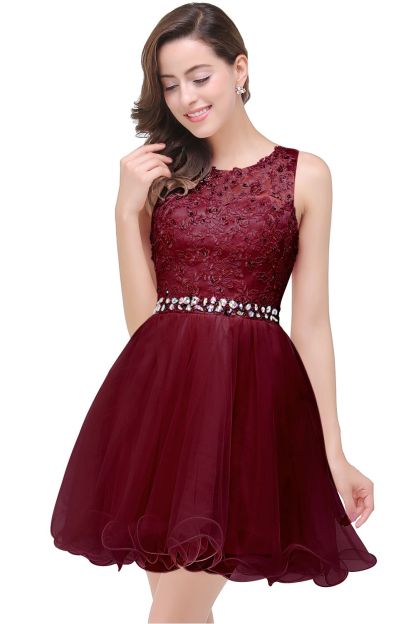 BMbridal A-line Knee-length Tulle Prom Dress with Appliques
