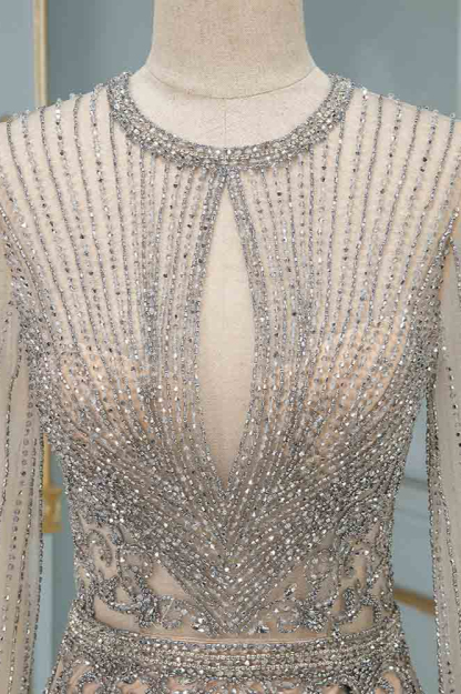 BMbridal Luxury Jewel Long Sleeves Long Prom Dresses with Beadings Online