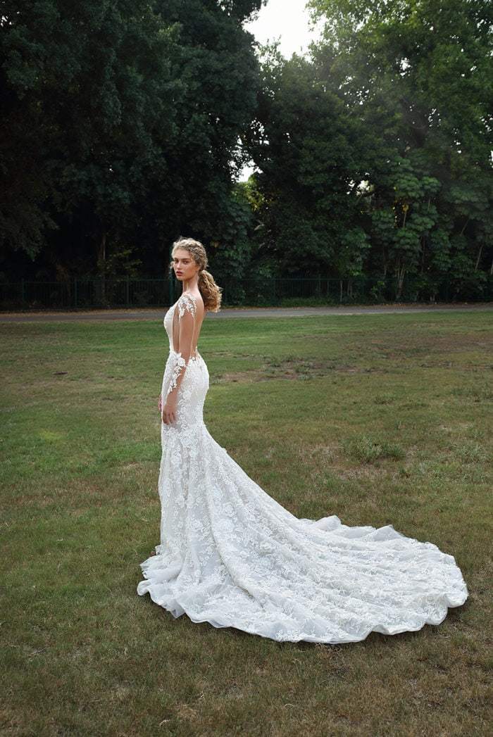 BMbridal Long Sleeves Mermaid Wedding Dress Lace Applqiues Bridal Wear-BMbridal
