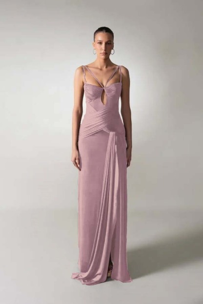 Spaghetti Strap Sleeveless Long Mermaid Prom Dress With Pleated