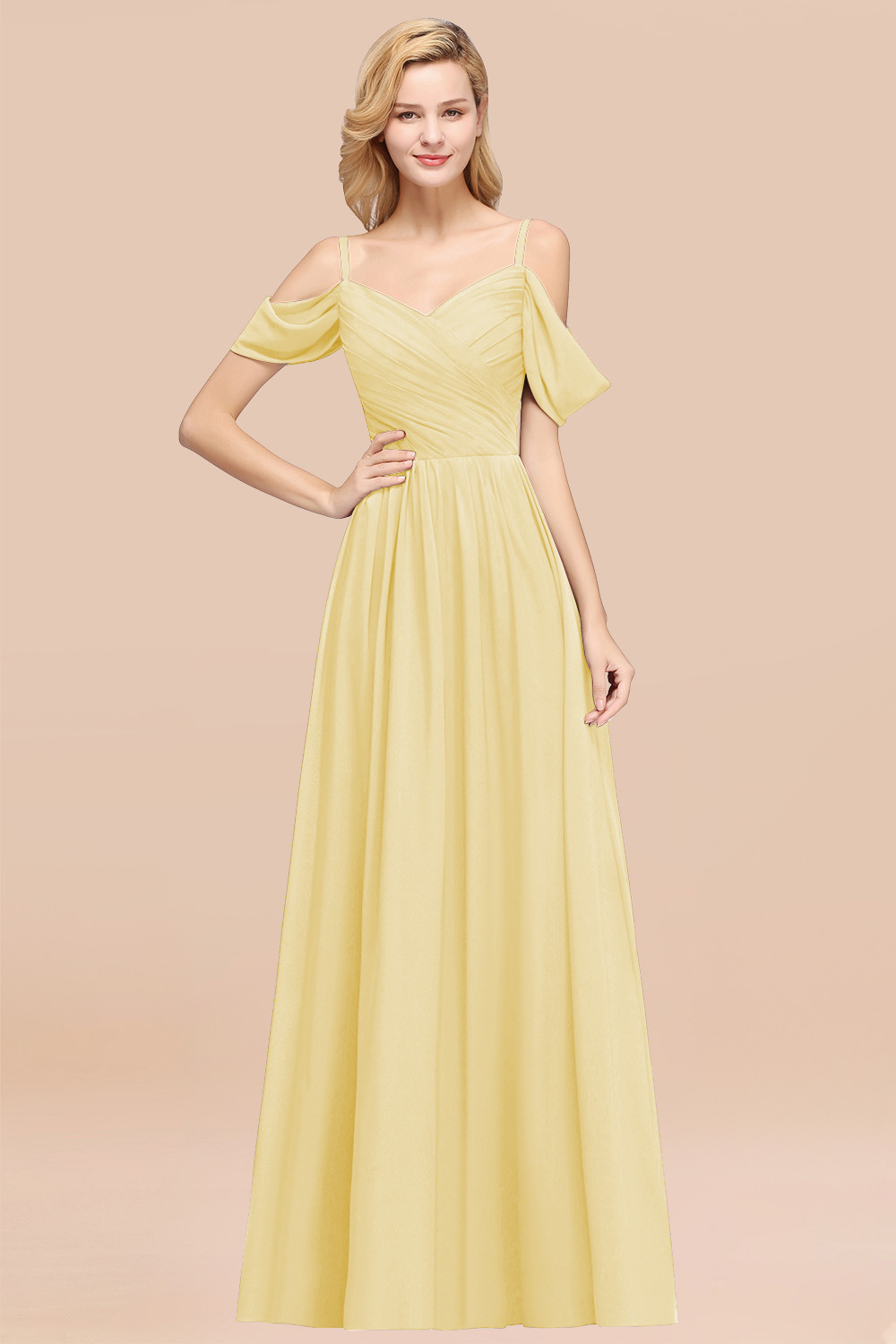 BMbridal Chic Off-the-shoulder Burgundy Bridesmaid Dress with Spaghetti Straps-BMbridal