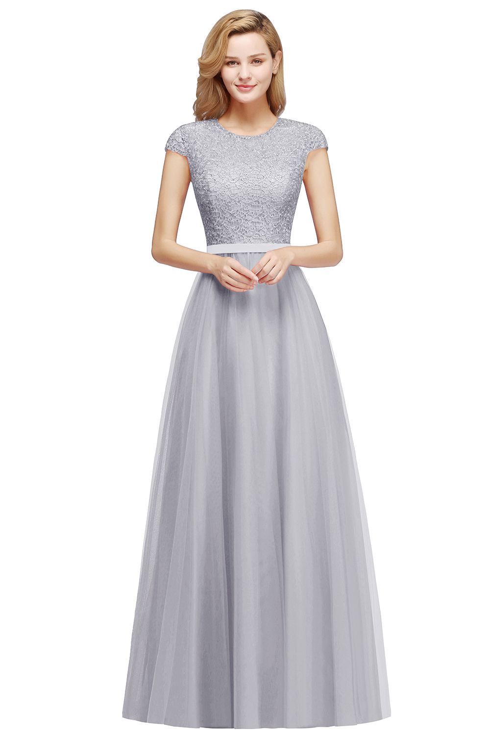 BMbridal A-line Jewel Tulle Lace Bridesmaid Dress