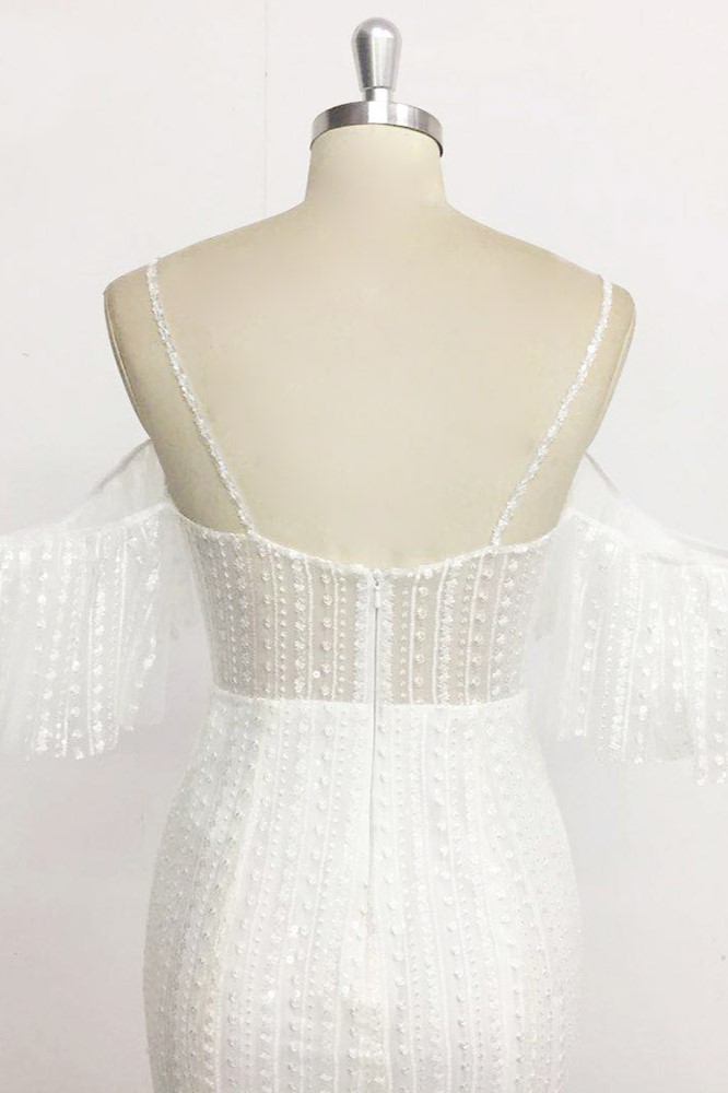 BMbridal Stylish Sleeveless V-Neck Ivory Wedding Dresses Spaghetti Straps Pearls Bridal Gowns On Sale-BMbridal