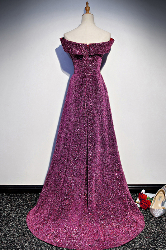 BMbridal Sparkly Sequined Off-the-Shoulder Prom Dresses Sweetheart Sleeveless A-Line Evening Dresses On Sale-BMbridal