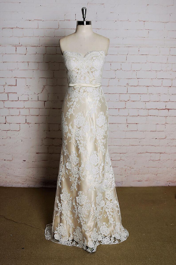 BMbridal Strapless Appliques Tulle A-line Wedding Dress On Sale-BMbridal