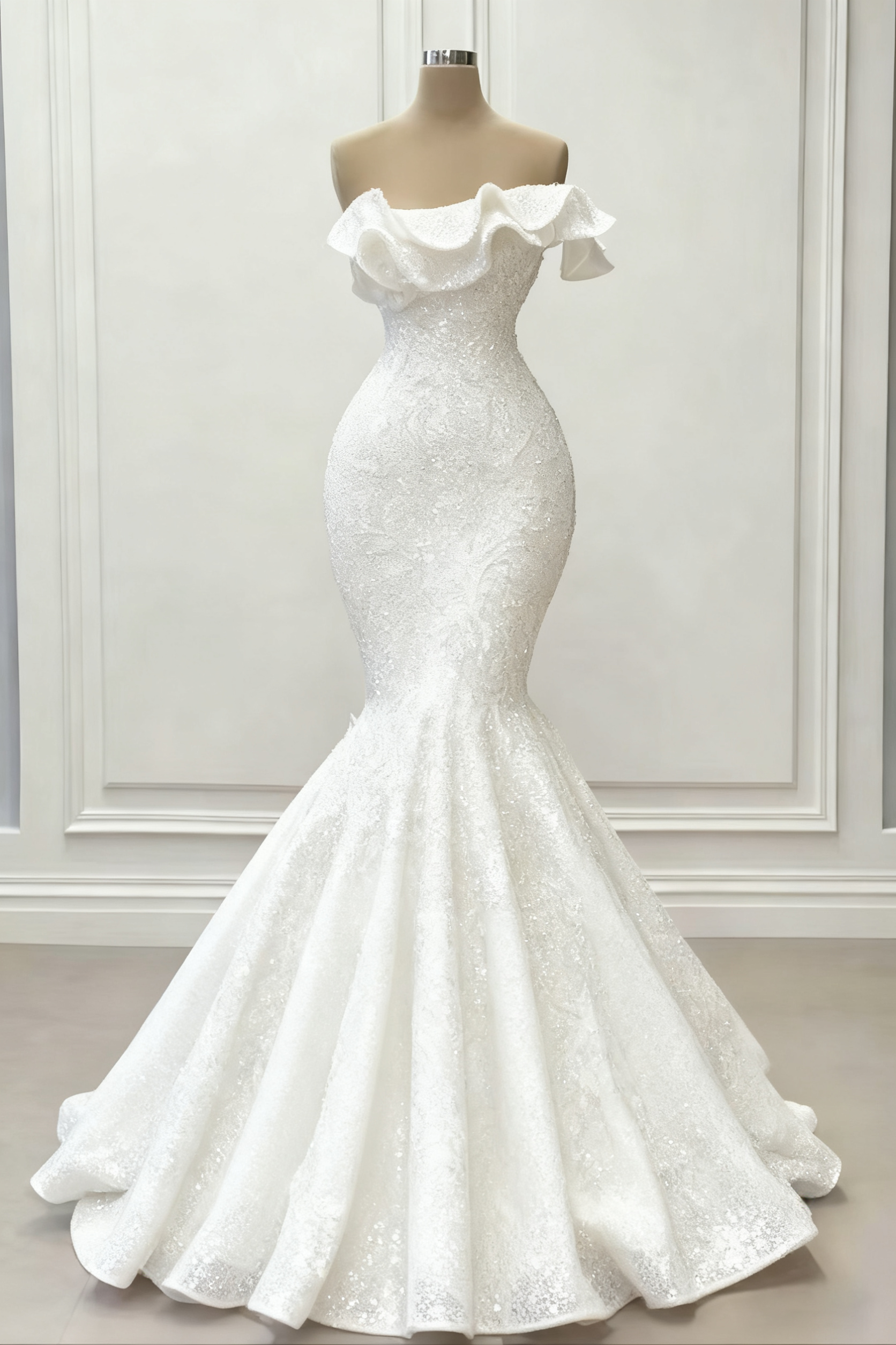 Red Gorgeous Strapless Mermaid Sequins Prom Dress With Embroidery On Sale