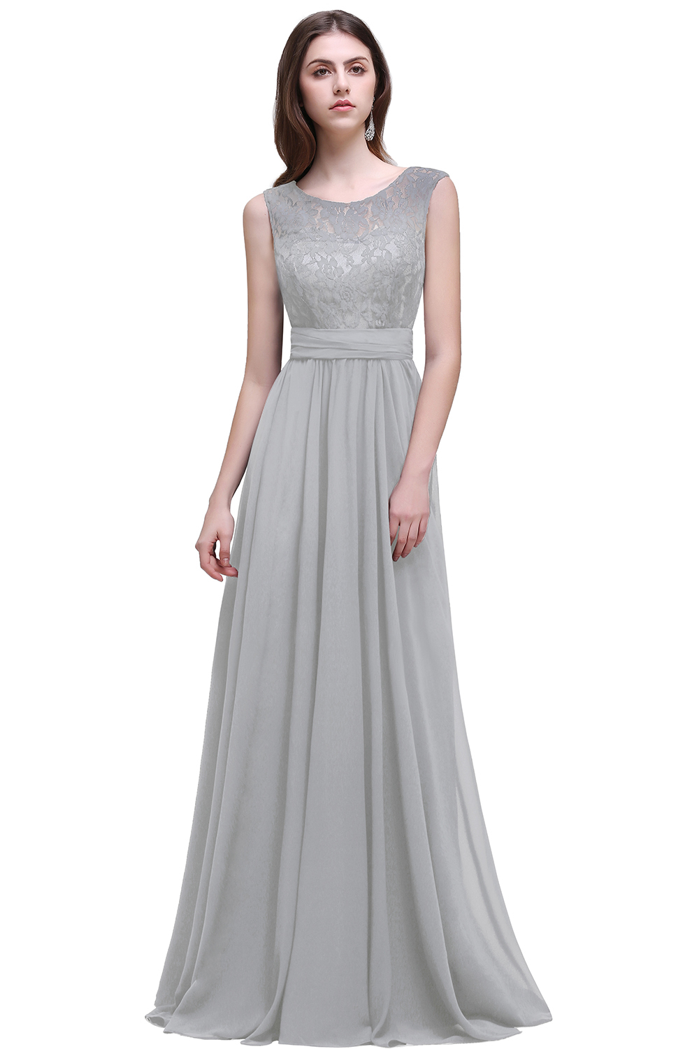 BMbridal Sleeveless Lace Long Chiffon Prom Dress Online