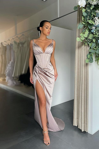 Bmbridal Sweetheart Column Sleeveless Prom Dress With Split Front