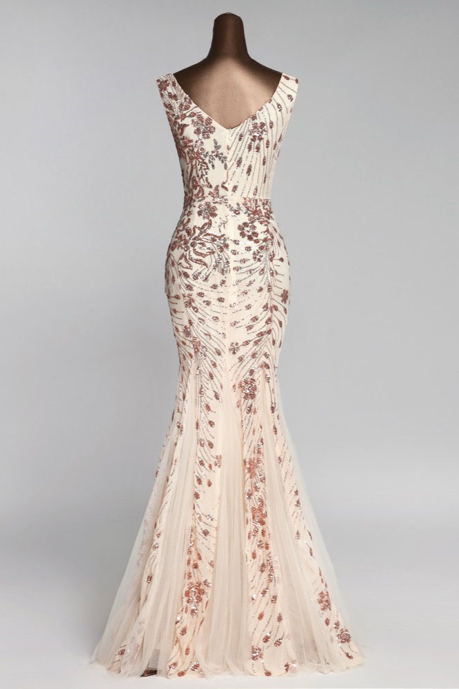 BMbridal Gorgeous V-Neck Sleeveless Mermaid Prom Dresses with Sequins