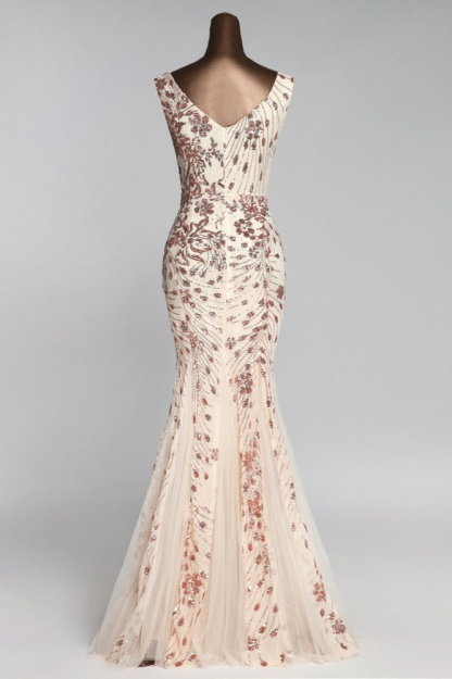 BMbridal Gorgeous V-Neck Sleeveless Mermaid Prom Dresses with Sequins