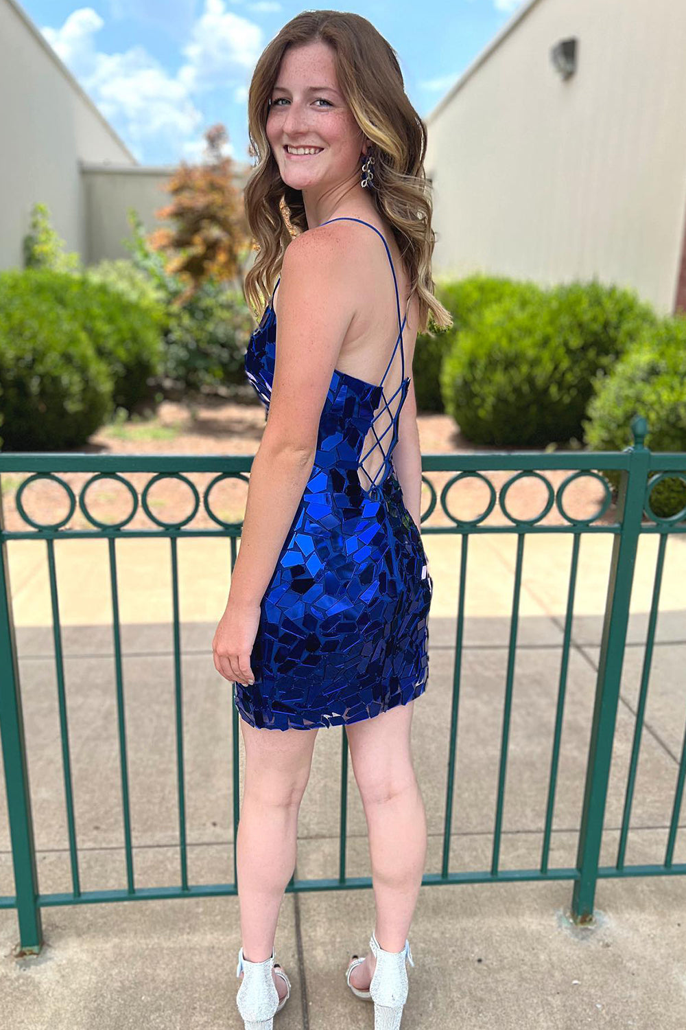 Sparkly Royal Blue Sequined Tight Short Homecoming Dress-BMbridal