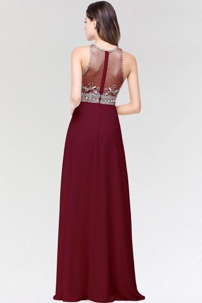 BMbridal A-line Jewel Chiffon Prom Dress with Beading