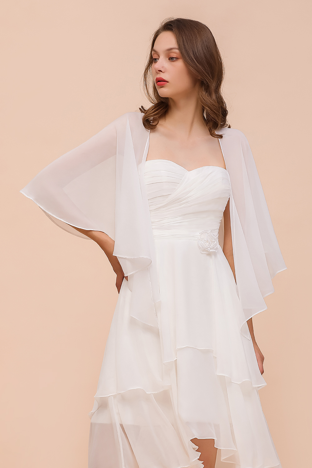 BMbridal White Chiffon Special Occasions Wraps-BMbridal