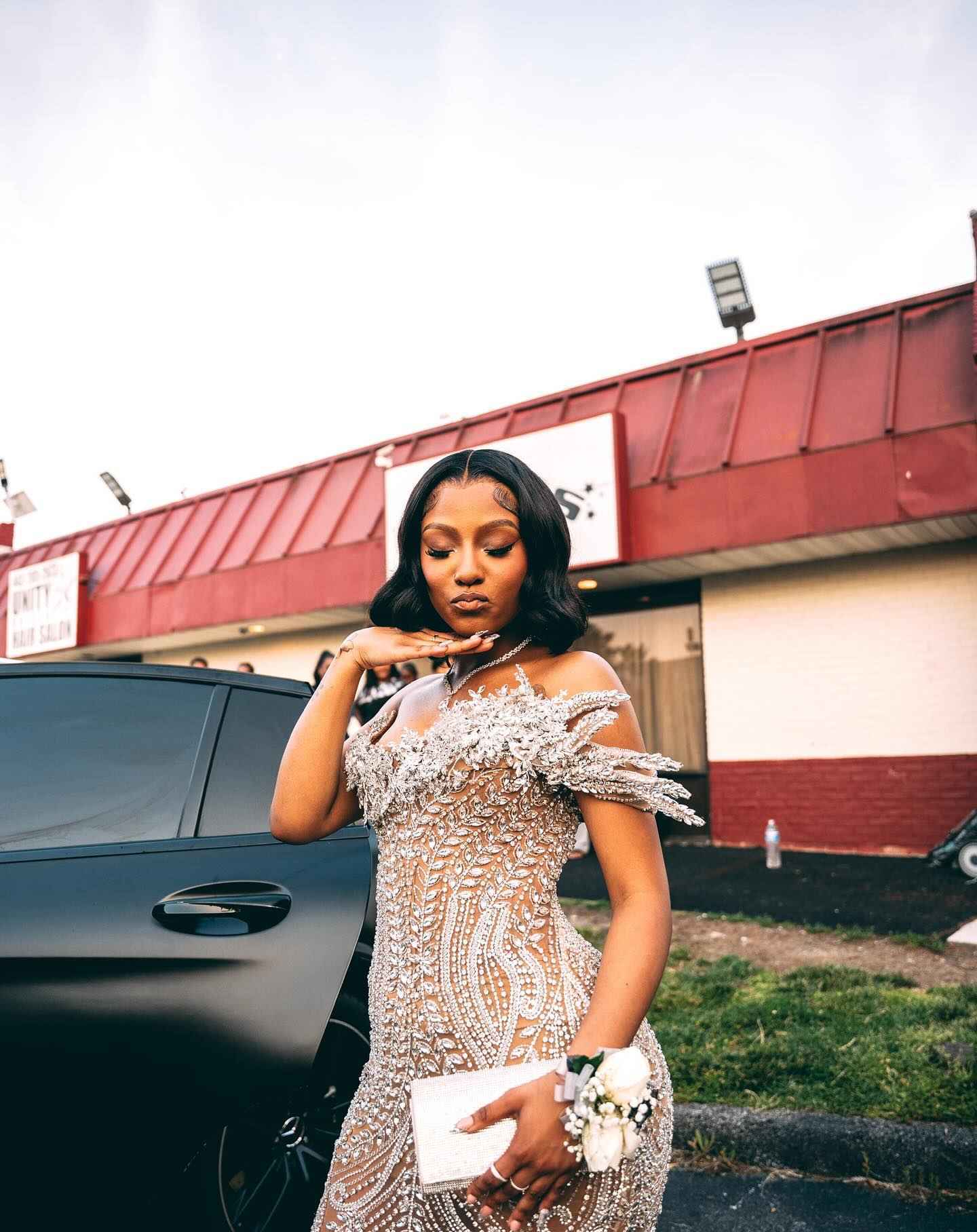 Gilded Dreams - Off-Shoulder Champagne Mermaid Dress in Shimmering Perfection