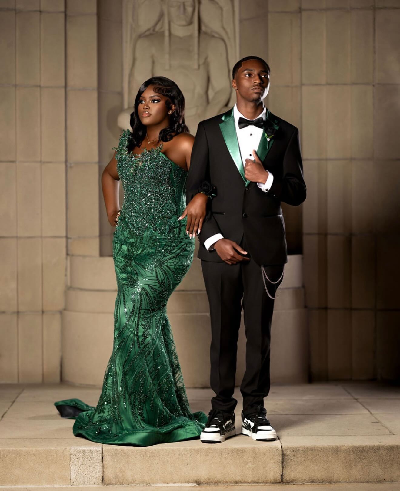Emerald Dream One-Shoulder Sequin Beaded Mermaid Prom Dress