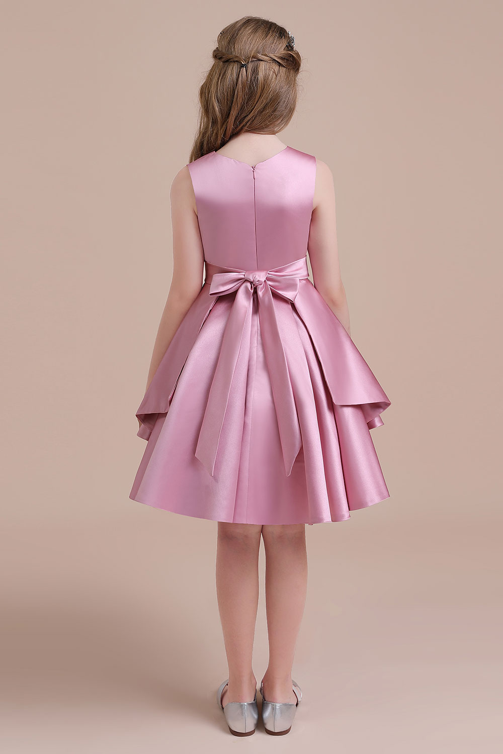 BMbridal A-Line Best Satin Knee Length Flower Girl Dress Online-BMbridal
