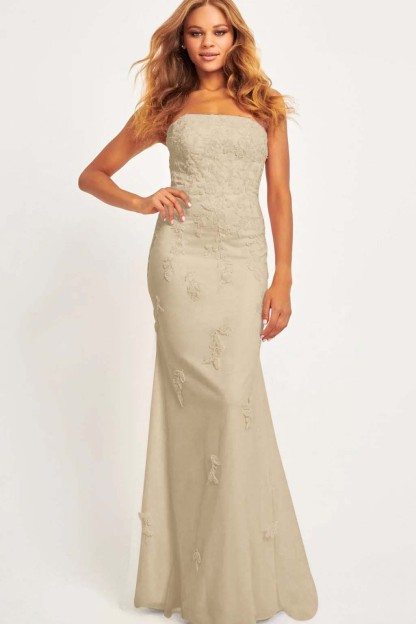 Strapless Sleeveless Long Mermaid Prom Dress With Appliques