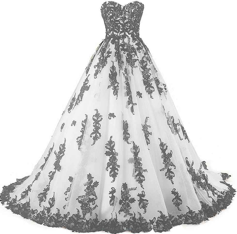 Vintage Gothic Black Lace Ball Gown Long Prom Dresses Wedding Gowns bmbridal