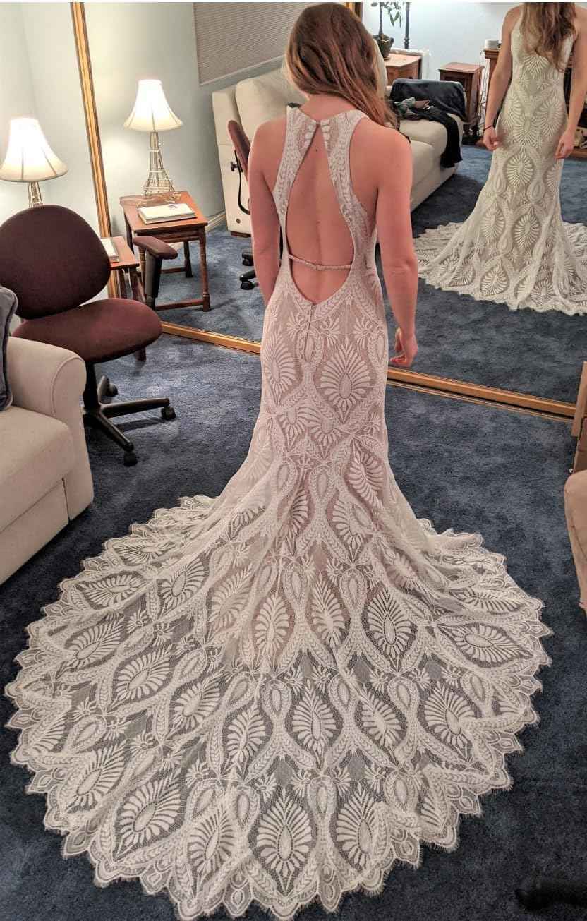 Women's Beach Wedding Dresses for Bride 2022 Vintage Long Sleeves Lace Bohemian Bridal Gown bmbridal
