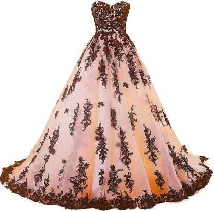 Vintage Gothic Black Lace Ball Gown Long Prom Dresses Wedding Gowns bmbridal