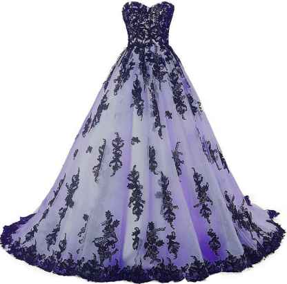 Vintage Gothic Black Lace Ball Gown Long Prom Dresses Wedding Gowns bmbridal