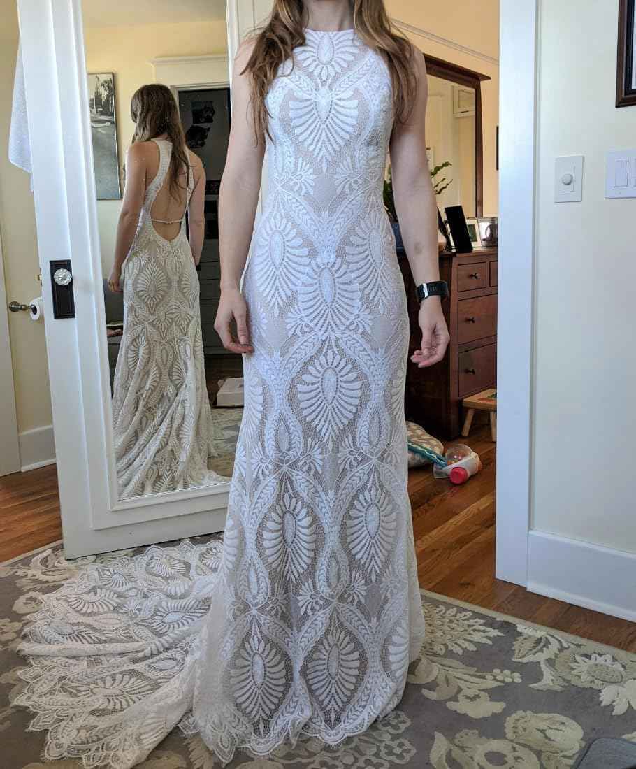 Women's Beach Wedding Dresses for Bride 2022 Vintage Long Sleeves Lace Bohemian Bridal Gown bmbridal