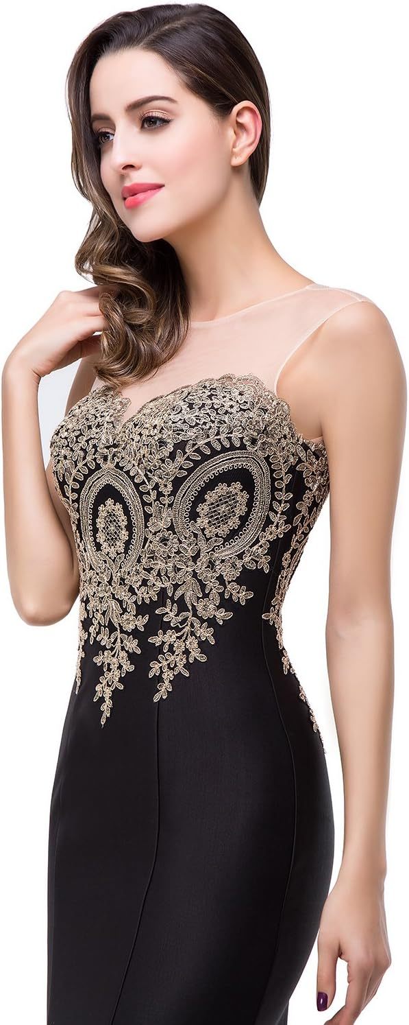 Women's Lace Applique Long Formal Mermaid Evening Prom Dresses bmbridal