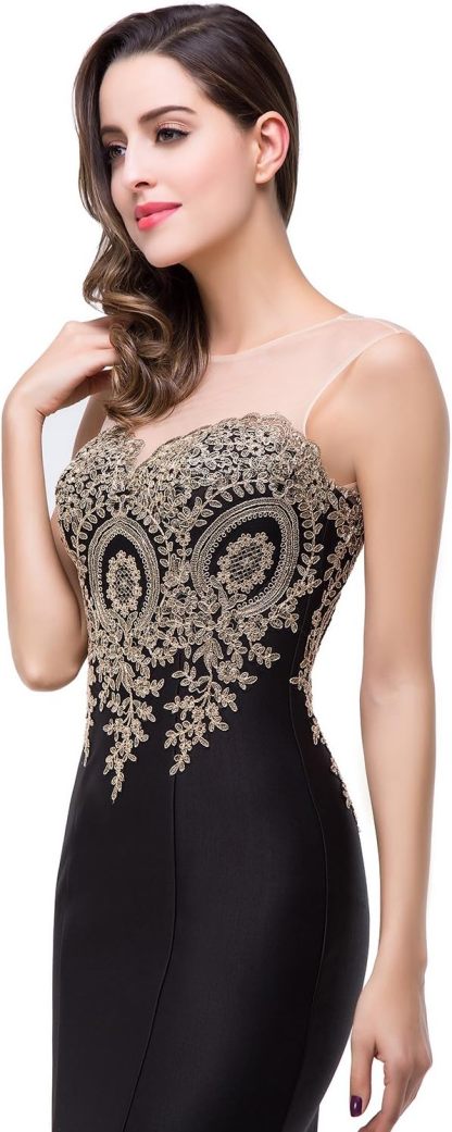 Women's Lace Applique Long Formal Mermaid Evening Prom Dresses bmbridal