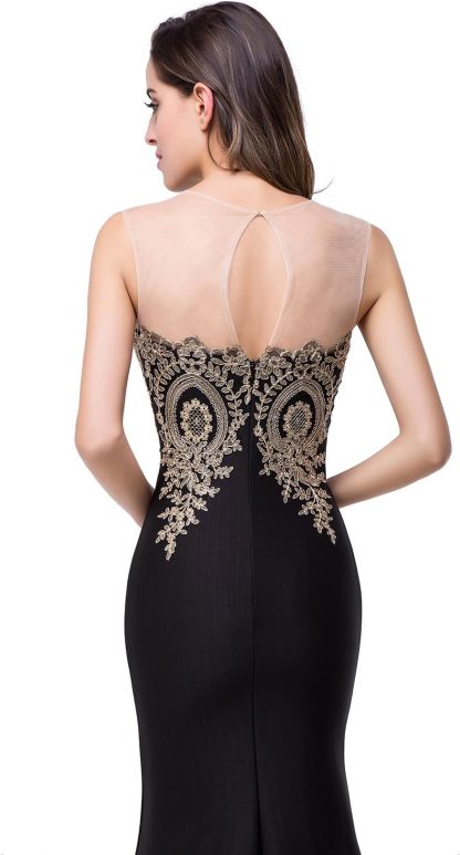 Women's Lace Applique Long Formal Mermaid Evening Prom Dresses bmbridal