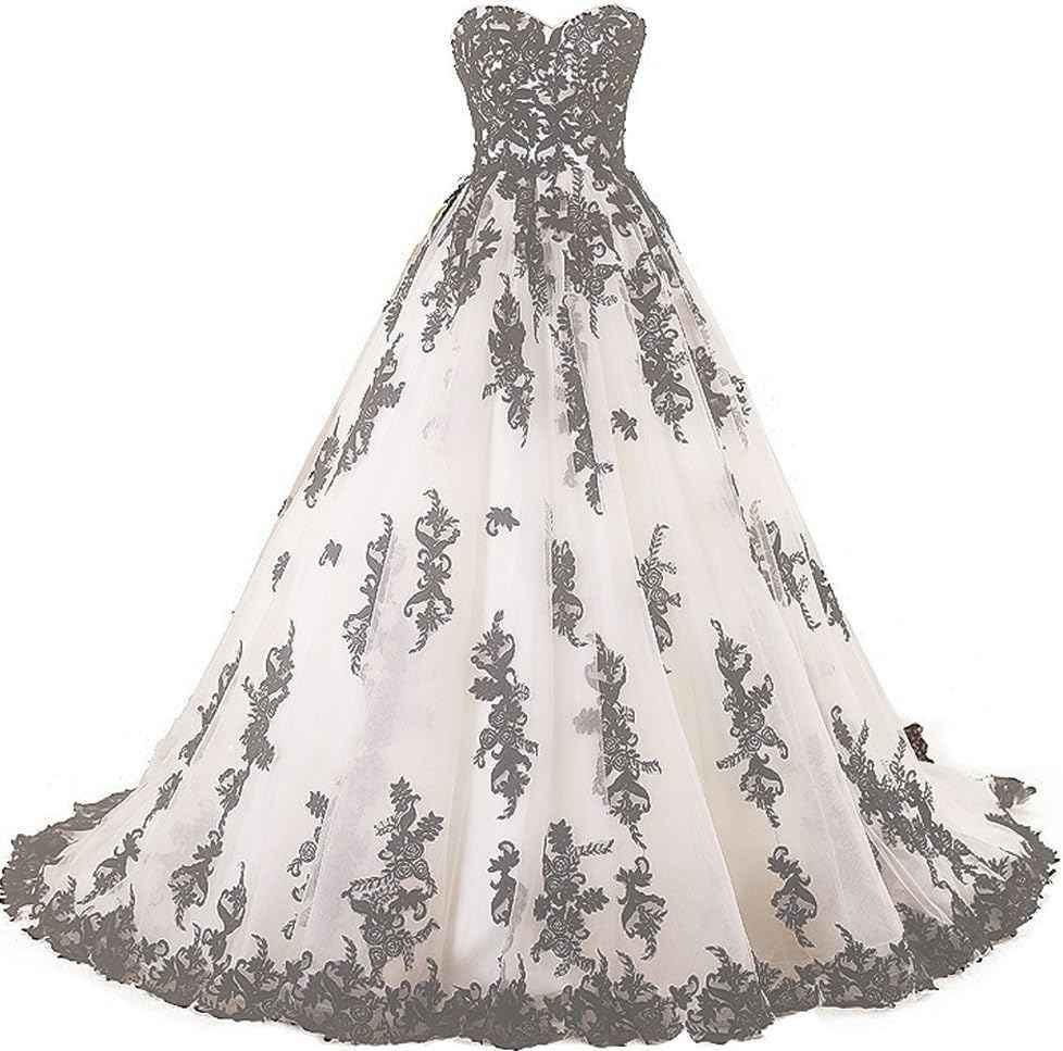 Vintage Gothic Black Lace Ball Gown Long Prom Dresses Wedding Gowns bmbridal