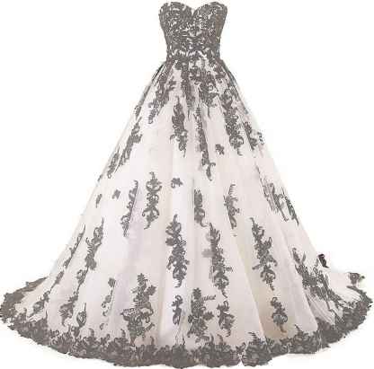 Vintage Gothic Black Lace Ball Gown Long Prom Dresses Wedding Gowns bmbridal