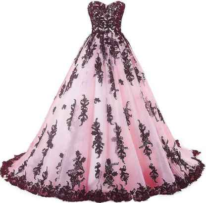 Vintage Gothic Black Lace Ball Gown Long Prom Dresses Wedding Gowns bmbridal