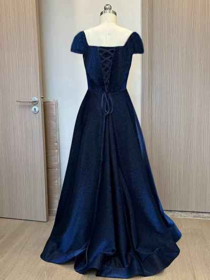 Prom Dresses Long A Line with Pockets Formal Evening Ball Gowns Side Slit Glitter Party Dress bmbridal