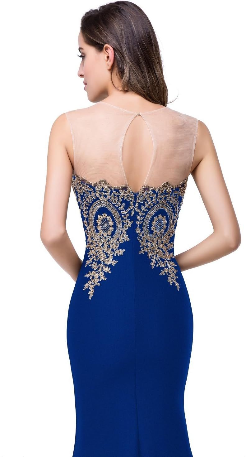 Women's Lace Applique Long Formal Mermaid Evening Prom Dresses bmbridal