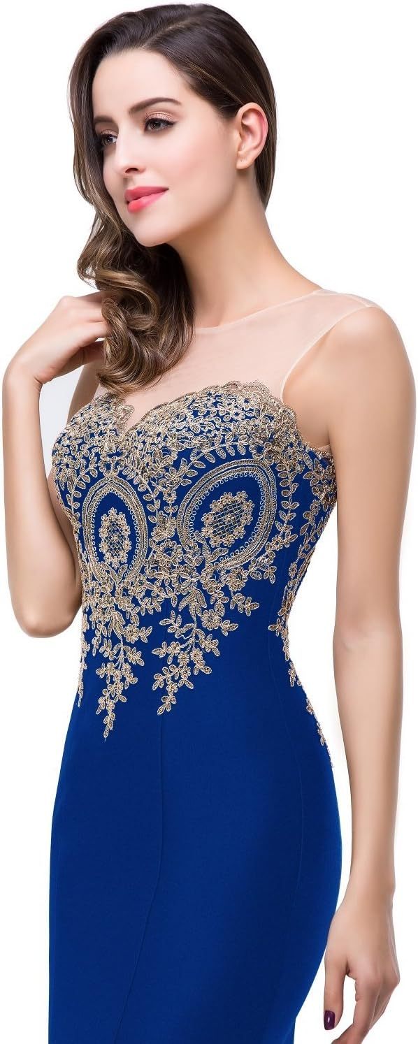 Women's Lace Applique Long Formal Mermaid Evening Prom Dresses bmbridal