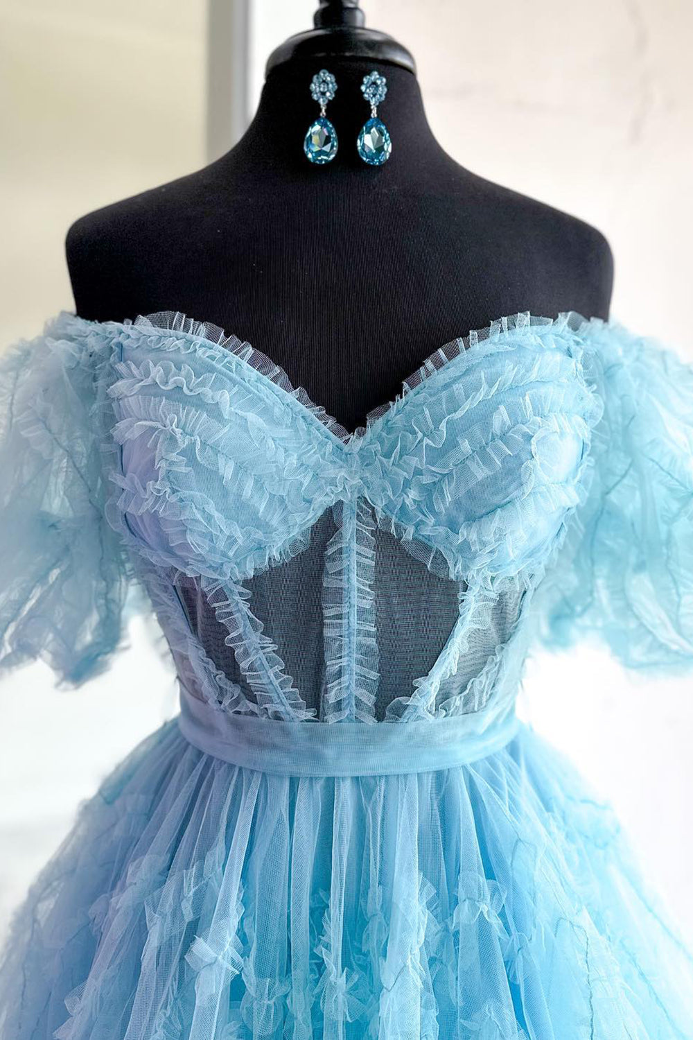blue full of flowers organic cotton midi dress SHANTE Lace Up Back Corset Gown