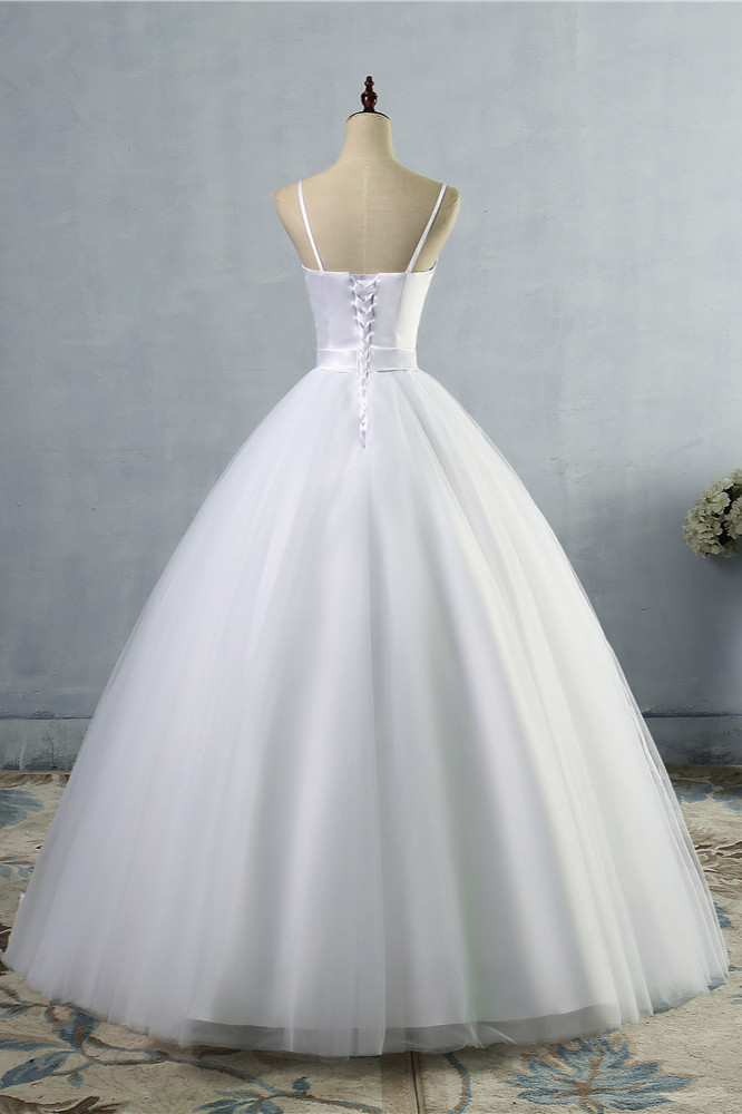 BMbridal Glamorous Spaghetti Straps Sweetheart Wedding Dresses White Sleeveless Bridal Gowns Online