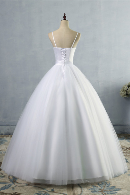 BMbridal Glamorous Spaghetti Straps Sweetheart Wedding Dresses White Sleeveless Bridal Gowns Online