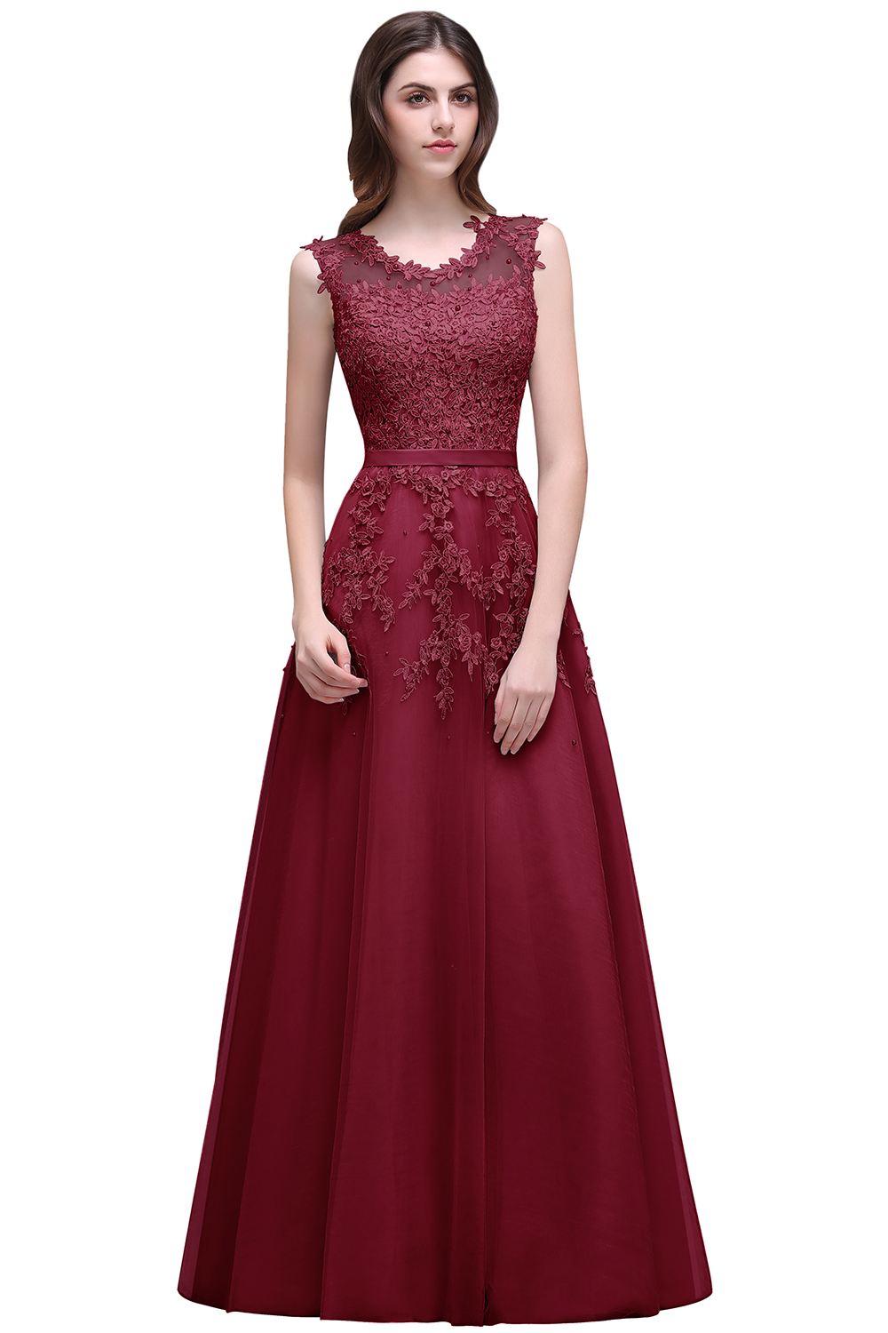 BMbridal A-line Floor-length Tulle Prom Dress with Appliques
