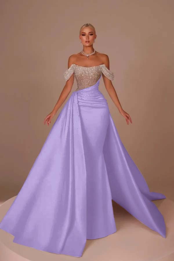 Off the Shoulder Strapless Mermaid Long Prom Dress With Sequins