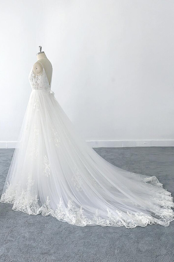BMbridal Amazing Ruffle Appliques Tulle A-line Wedding Dress On Sale-BMbridal