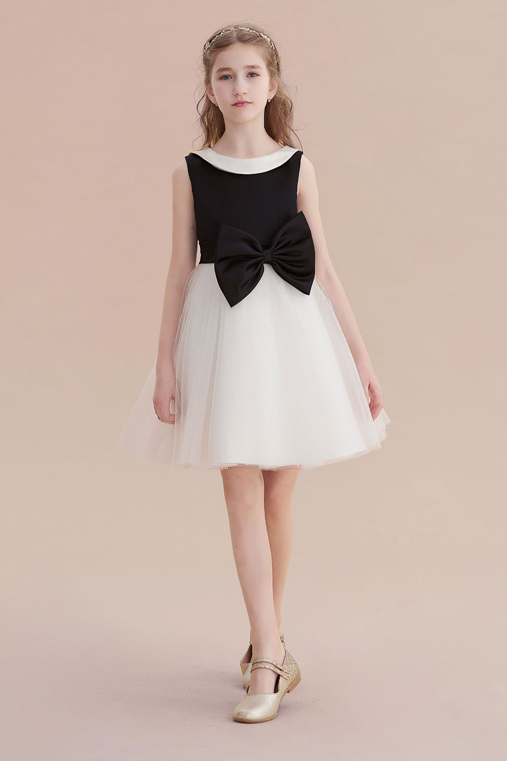 BMbridal A-Line Affordable Bow Tulle Flower Girl Dress On Sale-BMbridal