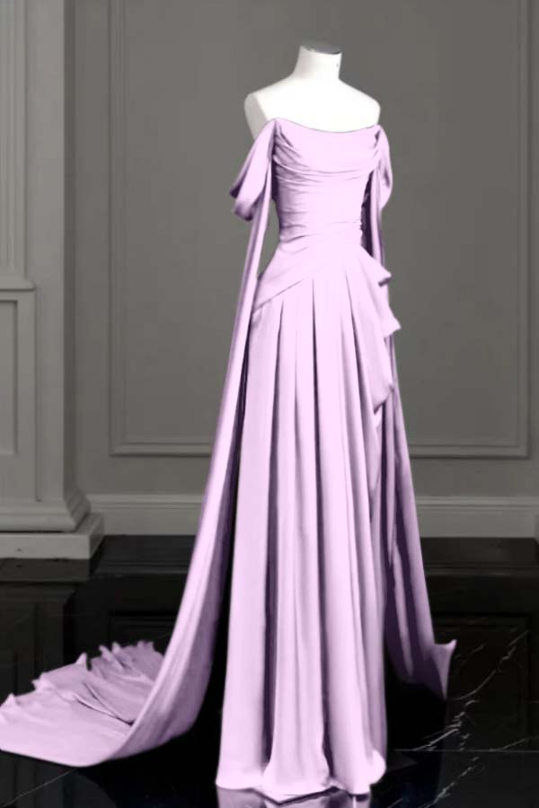 Off the Shoulder Strapless Sleeveless Long Prom Dress With Pleated