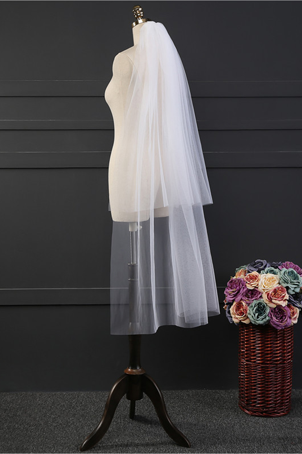 BMbridal Affordable Tulle Cut Edge Wedding Veil-BMbridal